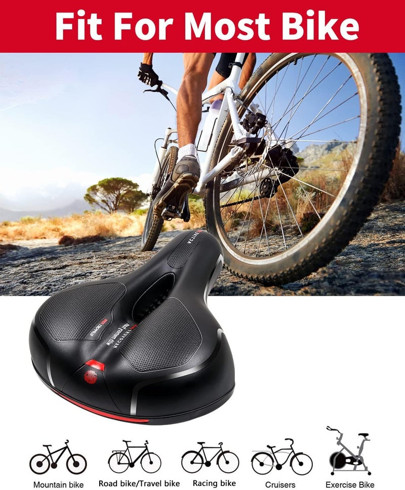 MSDADA Comfortable Bike Seat Cushion - Soft Bicycle Seat for Women Men Memory Foam Padded Waterproof Wide Bike Saddle with Dual Shock Absorbing Rubber Balls Universal Fit for Indoor/Outdoor Bikes - Image 4